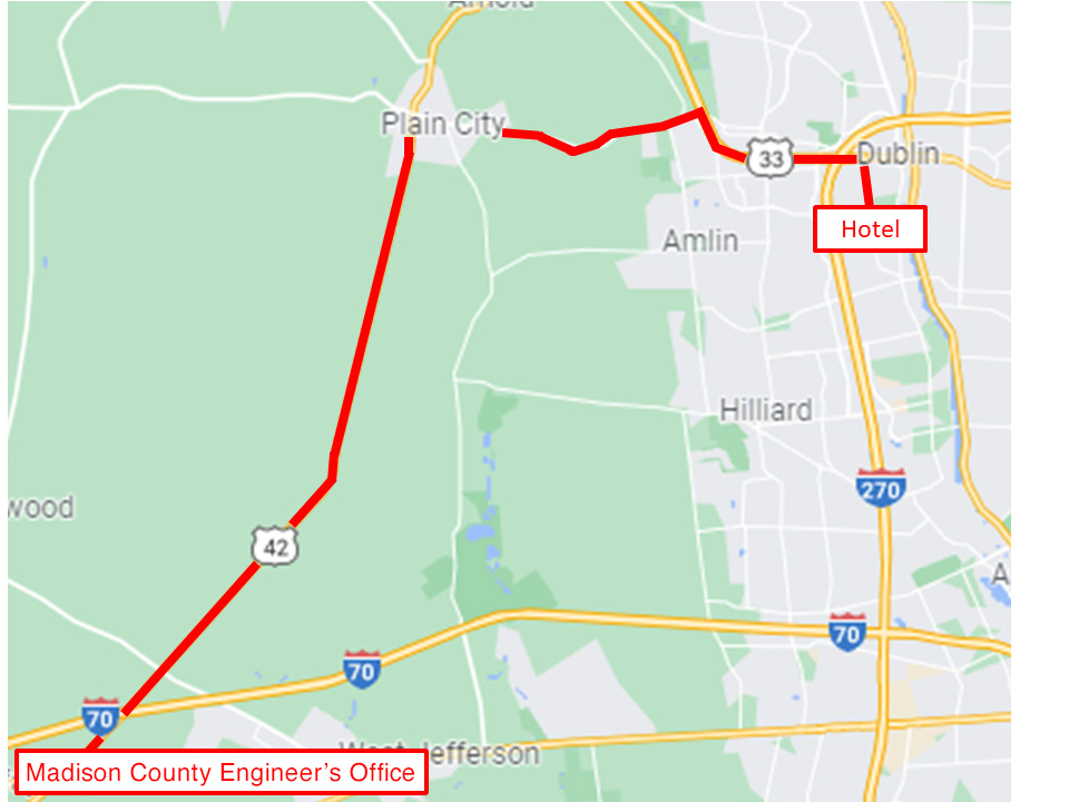 Directions map for rural route